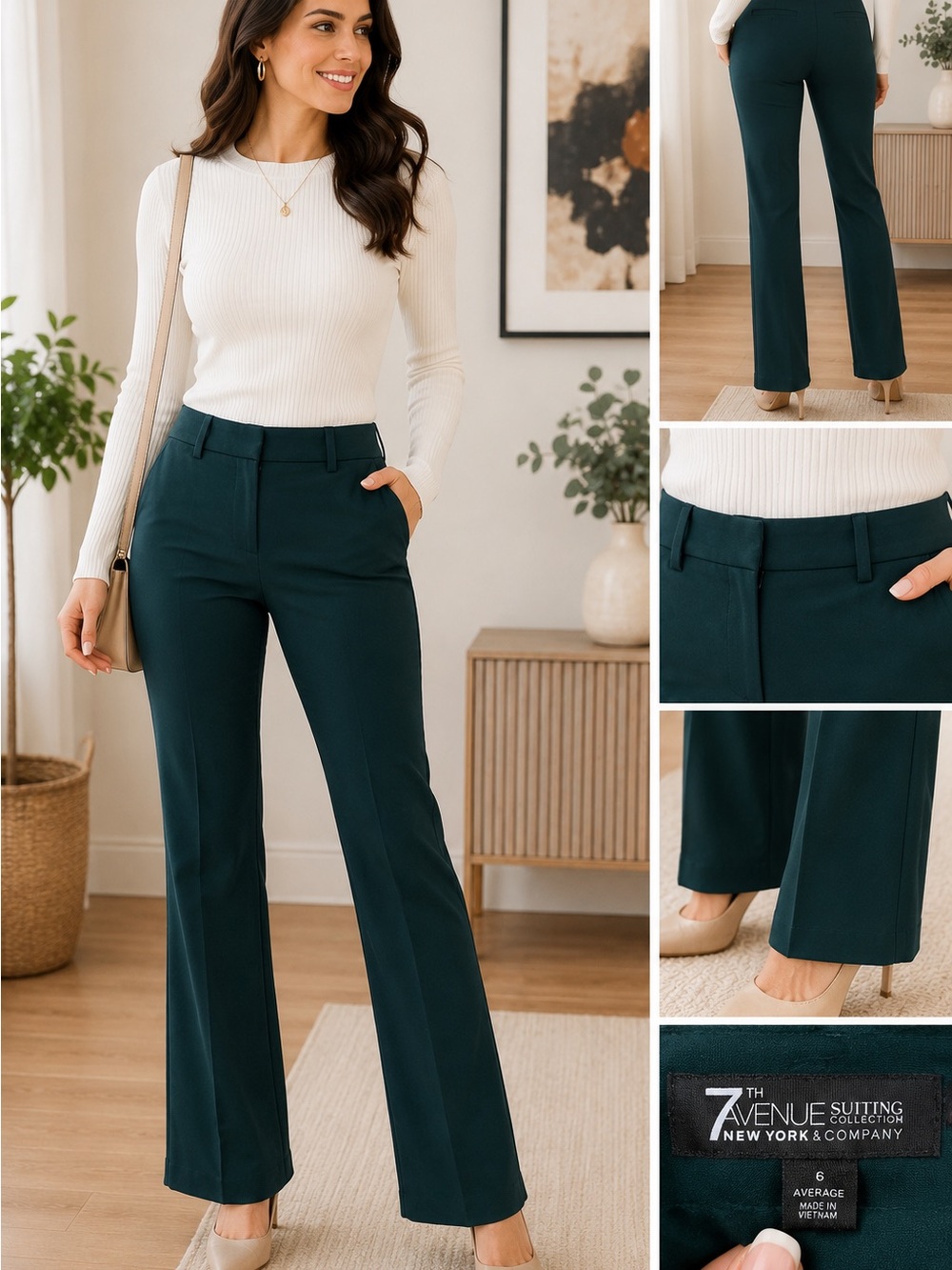 Avenue Teal Boot-Cut Dress Pants for Women